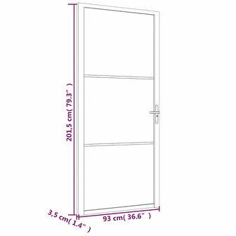 Binnendeur 93x201,5 cm ESG-glas en aluminium wit 6