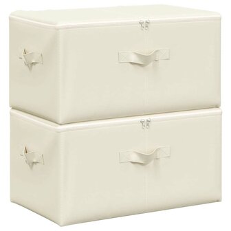 Opbergboxen 2 st 43x34x23 cm stof cr&egrave;mekleurig 2