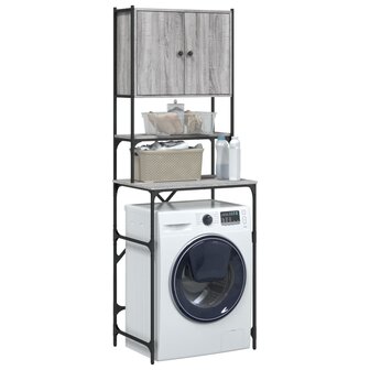 Wasmachinekast 68x48,5x194 cm grijs sonoma eikenkleurig 5