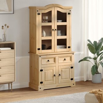 Vitrinekast Corona 100x48,5x179 cm massief grenenhout 3