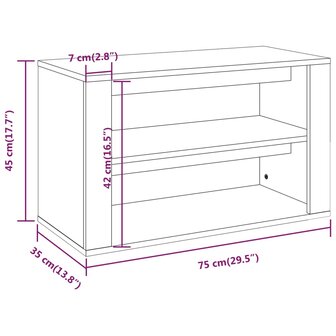 Schoenenrek 75x35x45 cm bewerkt hout gerookt eikenkleurig 8