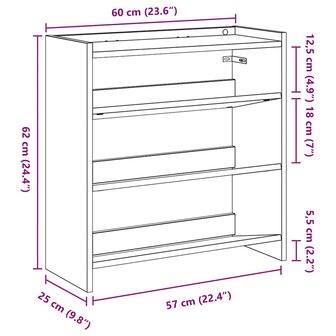 Schoenenrek 60x25x62 cm bewerkt hout zwart 9