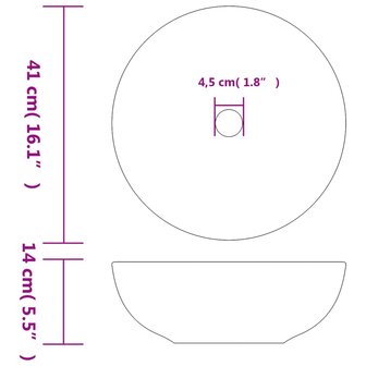 Opzetwasbak rond &Phi;41x14 cm keramiek wit en blauw 6