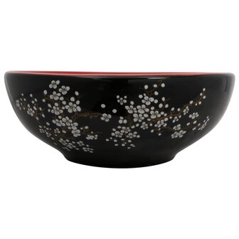 Opzetwasbak rond &Phi;41x14 cm keramiek zwart en rood 2