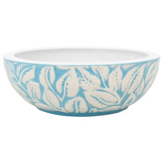 Opzetwasbak rond &Phi;41x14 cm keramiek wit en blauw 2
