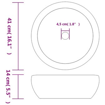Opzetwasbak rond &Phi;41x14 cm keramiek wit en blauw 6