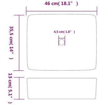 Opzetwasbak rechthoekig 46x35,5x13 cm keramiek wit 8