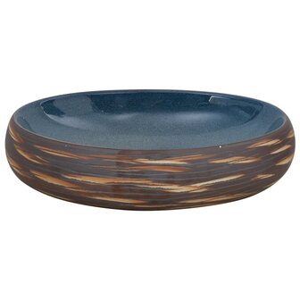 Opzetwasbak ovaal 59x40x15 cm keramiek bruin en blauw 4