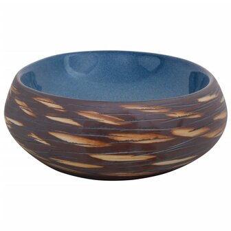 Opzetwasbak ovaal 59x40x15 cm keramiek bruin en blauw 5
