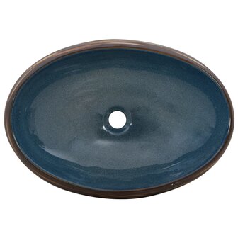 Opzetwasbak ovaal 59x40x15 cm keramiek bruin en blauw 6