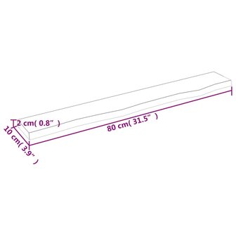 Wandschap 80x10x2 cm onbehandeld massief eikenhout 7