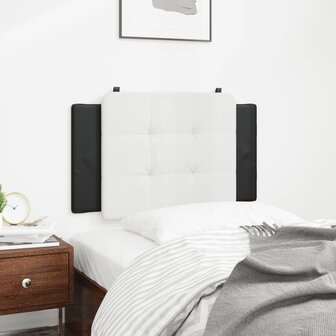 Hoofdbordkussen &quot;Zadar&quot; 90 cm kunstleer wit en zwart 3