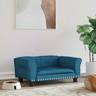 Hondenmand 70x45x30 cm fluweel blauw 1