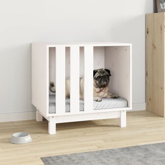 Hondenhok 60x45x57 cm massief grenenhout wit 1
