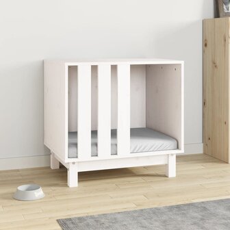 Hondenhok 60x45x57 cm massief grenenhout wit 3