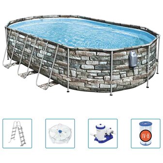 Bestway Zwembadset Power Steel Comfort Jet Series ovaal 610x366x122 cm 1