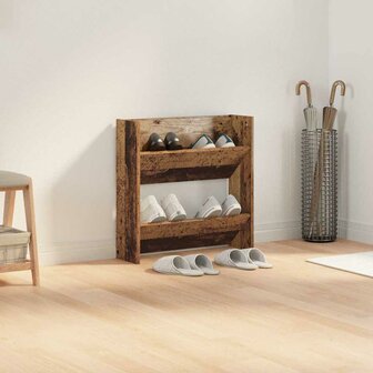 Wand Schoenenkasten Oud hout 60 x 18 x 60 cm Bewerkt hout 4