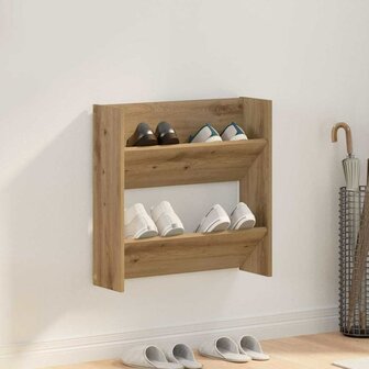 Wand Schoenenkasten artisanaal eikenkleurig 60 x 18 x 60 cm 1
