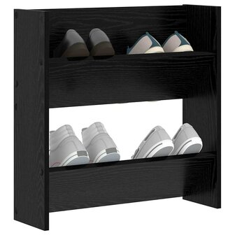 Wand Schoenenkasten Zwart eiken 60 x 18 x 60 cm Bewerkt hout 3