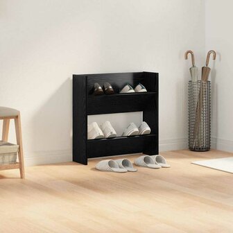 Wand Schoenenkasten Zwart eiken 60 x 18 x 60 cm Bewerkt hout 4