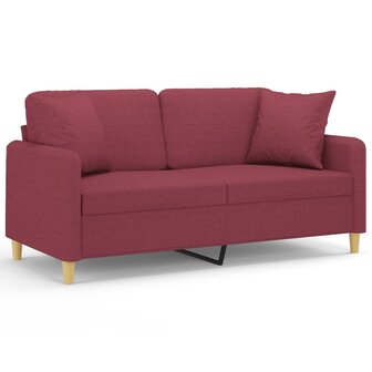 Tweezitsbank met sierkussens 140 cm stof wijnrood 2