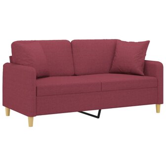 Tweezitsbank met sierkussens 140 cm stof wijnrood 3