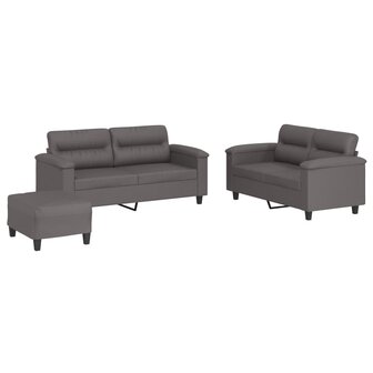 3-delige Loungeset met kussens kunstleer grijs 2