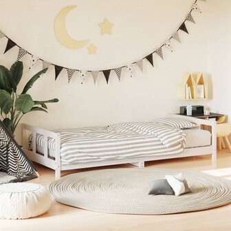 Kinderbedframe 90x190 cm massief grenenhout wit 1