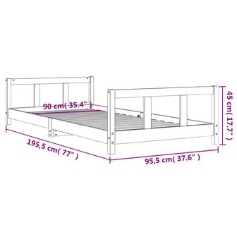 Kinderbedframe 90x190 cm massief grenenhout wit 9