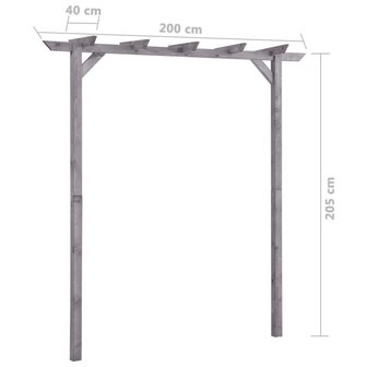 Pergola 200x40x205 cm ge&iuml;mpregneerd grenenhout grijs 5