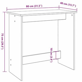 Bureau 80x40x75 cm bewerkt hout artisanaal eikenkleurig 9