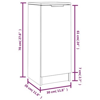 Dressoir 30x30x70 cm bewerkt hout gerookt eikenkleurig 9