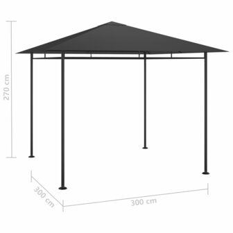 Prieel 180 g/m&sup2; 3x3x2,7 m antracietkleurig 4