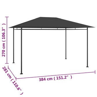 Prieel 180 g/m&sup2; 384x281x270 cm antracietkleurig 5