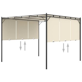 Tuinprieel met zijgordijn 3x3x2,25 m cr&egrave;me 5