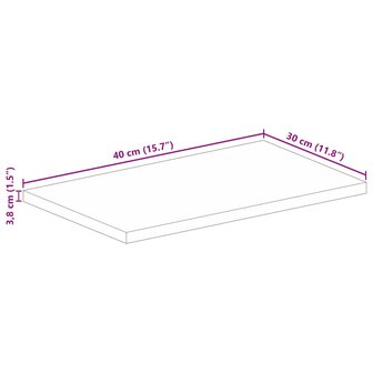 Tafelblad rechthoekig 40x30x3,8 cm massief mangohout 9