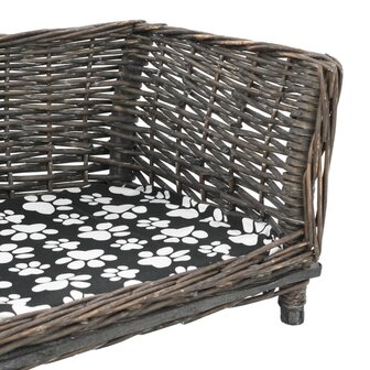 Hondenmand met kussen 50x33x30 cm natuurlijk wilgen grijs 4
