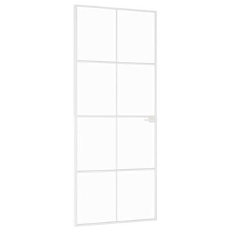 Binnendeur 83x201,5 cm gehard glas en aluminium smal wit 2