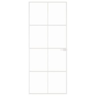 Binnendeur 83x201,5 cm gehard glas en aluminium smal wit 3