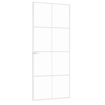Binnendeur 83x201,5 cm gehard glas en aluminium smal wit 4