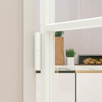Binnendeur 83x201,5 cm gehard glas en aluminium smal wit 6