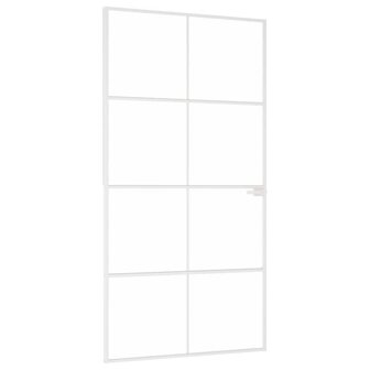 Binnendeur 102x201,5 cm gehard glas en aluminium smal wit 2