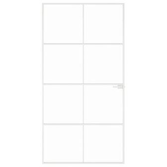 Binnendeur 102x201,5 cm gehard glas en aluminium smal wit 3