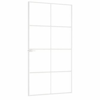 Binnendeur 102x201,5 cm gehard glas en aluminium smal wit 4