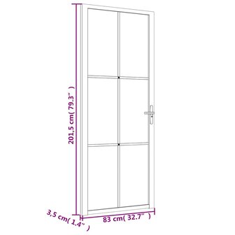 Binnendeur 83x201,5 cm ESG-glas en aluminium zwart 7