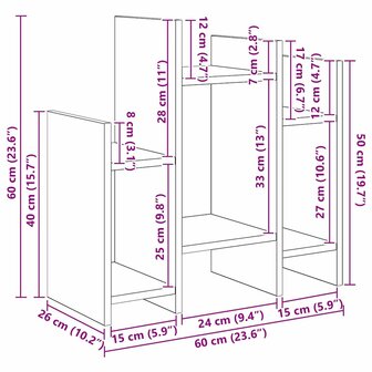 Bijzetkast met plank Zwart eiken 60 x 26 x 60 cm Bewerkt hout 6