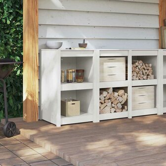 Buitenkeukenkast Wit 55x55x92 cm Massief Grenenhout 3