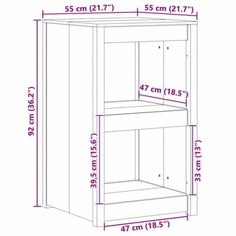 Buitenkeukenkast Wit 55x55x92 cm Massief Grenenhout 8