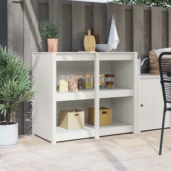 Buitenkeukenkast Wit 106x55x92 cm Massief Grenenhout 1