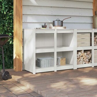 Buitenkeukenkast Wit 106x55x92 cm Massief Grenenhout 3